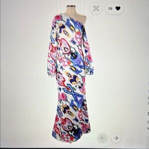Colorful Abstract Print One-Shoulder Dress